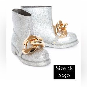 JW Anderson Silver with Gold Chain Rain Boots
